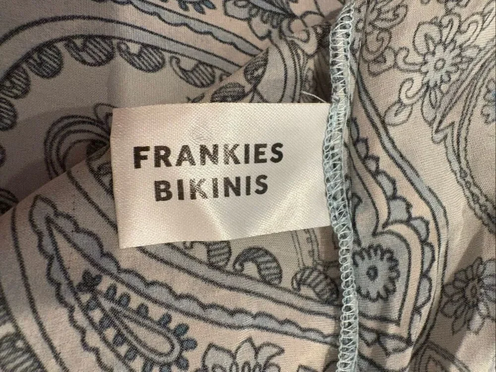Frankie’s Bikini Fifi Set Top & Short Size S Silk Blue Paisley 2 pieces